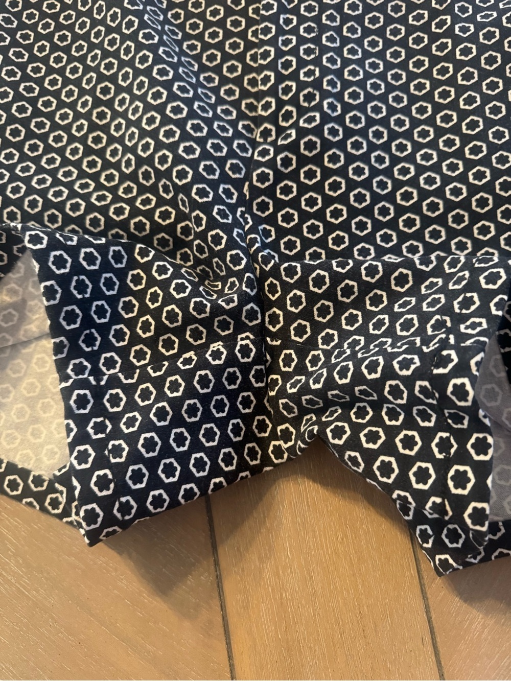 Elle Black Shorts with a White Geometric and Floral Pattern - Picture 7 of 8